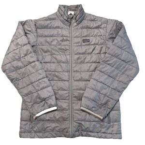 Patagonia Nano Puff Jacket Boys XL 14 Gray Lightweight Puffer Coat Kids Zip